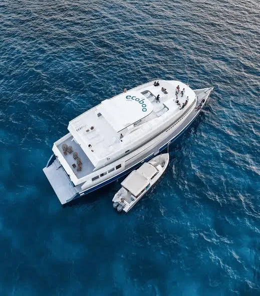 Safari boat visto dall'alto con il tender